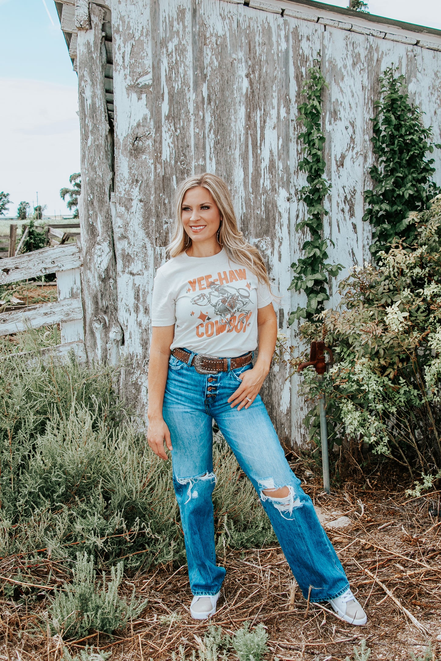 Yee-Haw Skeleton Cowboy Western Tee